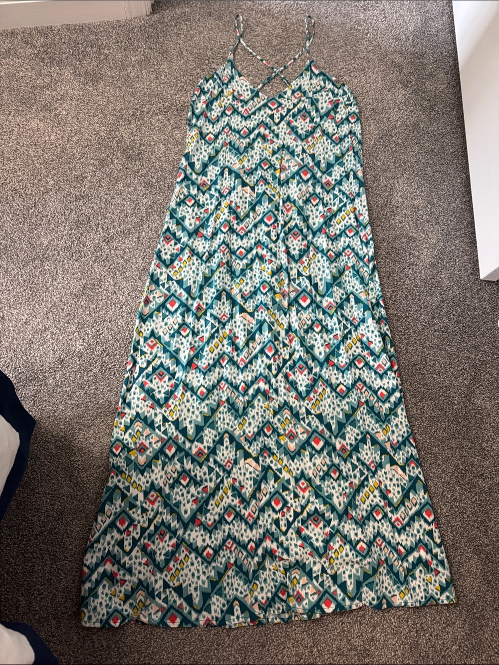 Old Navy Teal, White & Red Printed Maxi Dress - Picture 5 of 5